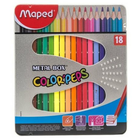 Maped Цветные карандаши Color Peps 18 цветов, металлическая коробка (832015)