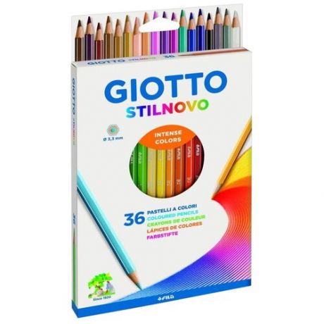 Набор карандашей цветных гексогональных Fila Giotto "Stilnovo Ast" 36 цв, в картонной коробке