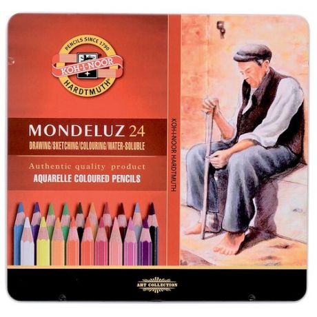 Карандаши цветные акварельные художественные KOH-I-NOOR "Mondeluz", 24 цвета