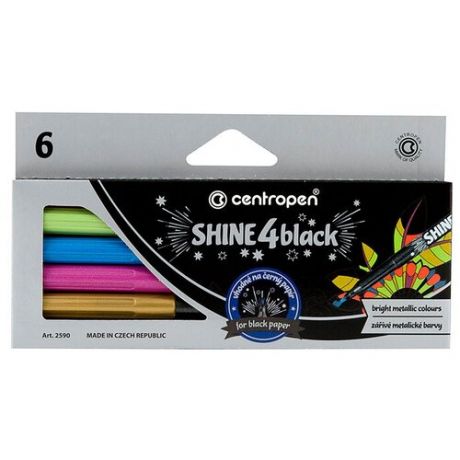 Centropen Набор маркеров для декорирования "Shine 4 Black" (2590), 6 шт.
