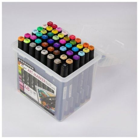 Набор маркеров профессиональных двусторонних Superior Tinge, чёрный корпус, 48 штук, 48 цветов, MS-818