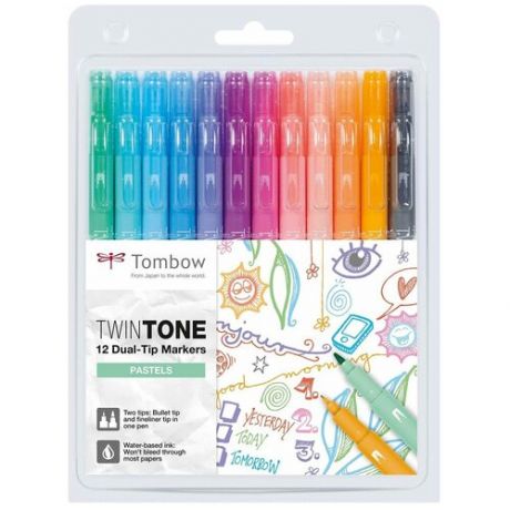 Набор маркеров Tombow TwinTone Pastels 12 цв, пастельные тона