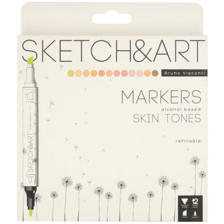 Набор маркеров Sketch&Art Портрет двухсторонних 12 цветов толщина линии 3 мм