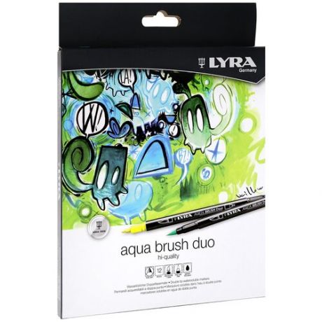 Набор фломастеров Lyra "Aqua Brush" 12 цв акварельные двусторонние