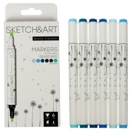 Набор художественных маркеров 6 цветов SKETCH&ART "Морской пейзаж
