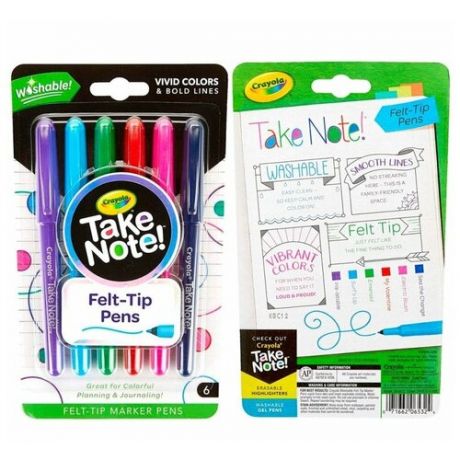 Crayola Crayola Смываемые ультратонкие фломастеры Take Note, 6 шт. 58-6532