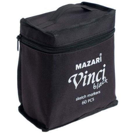 Маркеры для скетчинга двусторонние Mazari Vinci Black, 60 цветов, трёхгранный корпус