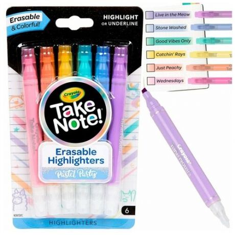 Crayola Crayola Смываемые двусторонние фломастеры Take Note, 6 шт. 58-6556
