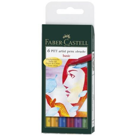 Набор маркеров профессиональных Faber-castell "Pitt artist pen" 6 цв (основные оттенки)