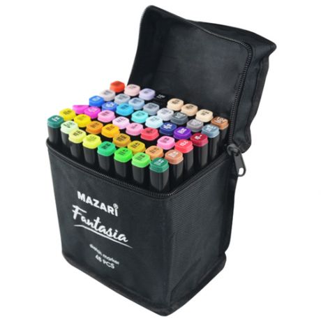 Mazari Fantasia набор маркеров для скетчинга 48 шт в сумке пенале - двусторонние спиртовые пуля/долото 3.0-6.2 мм