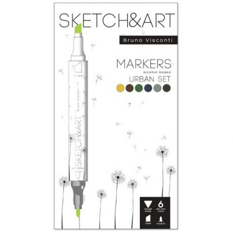 Набор маркеров Sketch&Art Архитектура двухсторонних 6 цветов толщина линии 3 мм