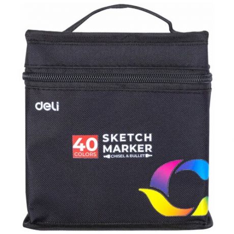 Набор маркеров для скетчинга Deli E70806-40 двойной пиш. наконечник 40цв. текстильная сумка (40шт.)