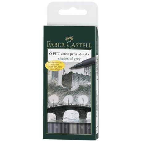 Набор маркеров профессиональных Faber-castell "Pitt artist pen" 6 цв (серые оттенки)