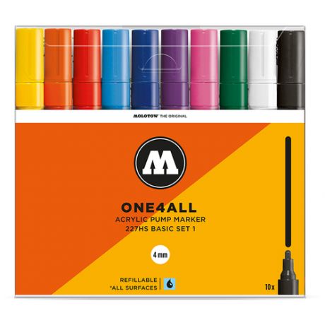 Molotow Набор маркеров One4all 227HS Basic-Set 1, 10 шт., 200456, разноцветный