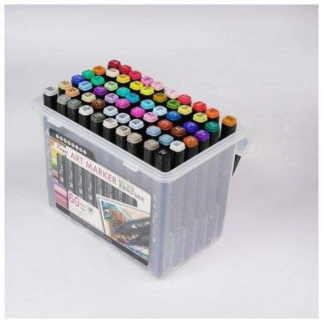 Superior Набор маркеров профессиональных двусторонних Superior Tinge, чёрный корпус, 60 шт., 60 цветов MS-818