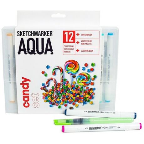 Набор акварельных маркеров SKETCHMARKER "Aqua Pro" Candy Set 12 цв