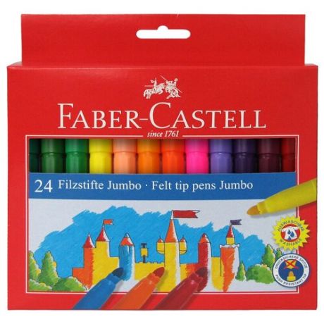 Фломастеры Faber-Castell "Замок" "Jumbo", 24цв., утолщенные, смываемые, (554324)