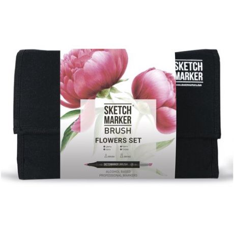 Набор маркеров Sketchmarker Brush 24 Flowers Set- Цветы (24 маркеров+сумка органайзер)