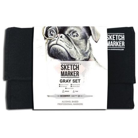 Набор маркеров Sketchmarker Gray set 24 Серые тона (24 маркера + сумка органайзер)