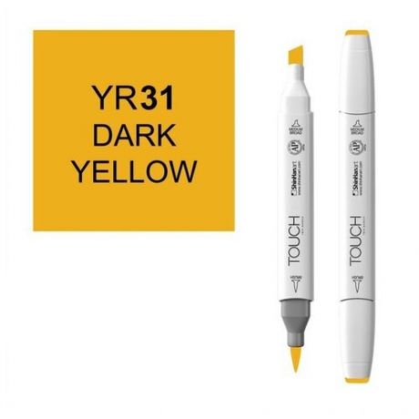 Художественный маркер TOUCH Маркер спиртовой двухсторонний TOUCH BRUSH ShinHan Art, желтый темный