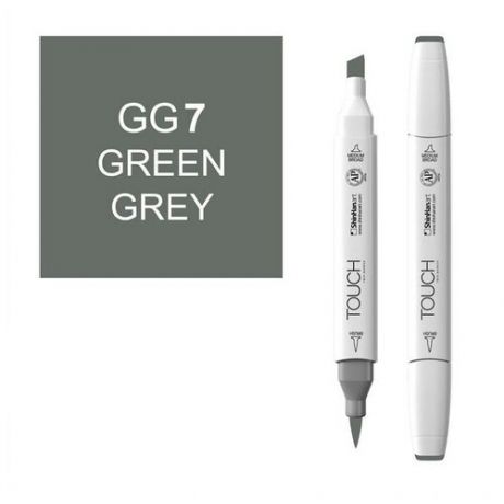 Художественный маркер TOUCH Маркер спиртовой двухсторонний TOUCH BRUSH ShinHan Art, серый зеленоватый 7