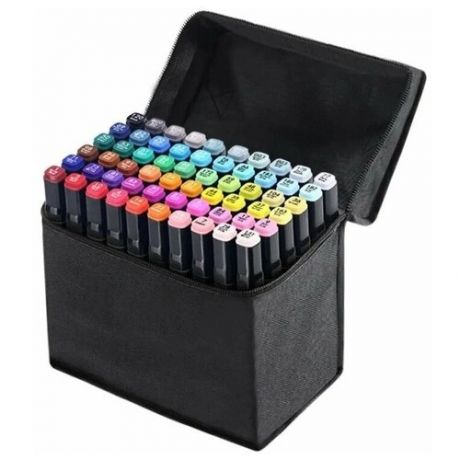 Маркеры (фломастеры) для скетчинга 60 штук (цветов)/набор профессиональных двухсторонних скетч маркеров в чехле)