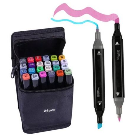 Набор художественных двухсторонних маркеров Touch в сумке 24 цветов