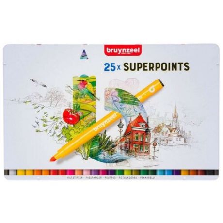 Набор фломастеров Bruynzeel "Kids Superpoint" 25 цв в металлической коробке