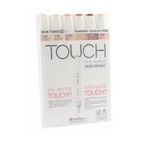 ShinHan Korea Набор маркеров "Touch Brush" 6 цветов телесные тона (B) sela