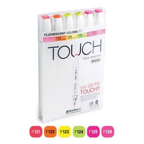 Набор маркеров Touch Twin BRUSH 6 цв, флуоресцентные