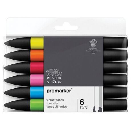 Winsor&Newton Набор художественных маркеров "Pro", 6 цветов, яркие оттенки sela