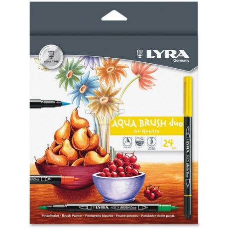 Набор фломастеров Lyra "Aqua Brush" 24 цв акварельные двусторонние