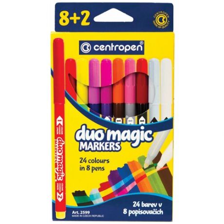 Фломастеры Centropen "Duomagic", 8 цветов + 2 изменяющих цвет, ширина линии 2-3 мм, перекрашиваемые (2599/10)