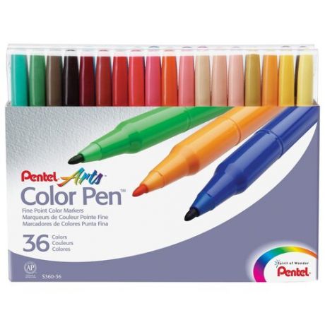 Pentel Набор фломастеров Color Pen, 36 шт. (S360-36), разноцветные
