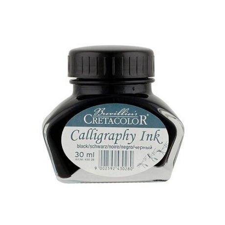 Чернила для каллиграфии Creta Color, цвет - черный, 30 мл в стеклянной бутылке