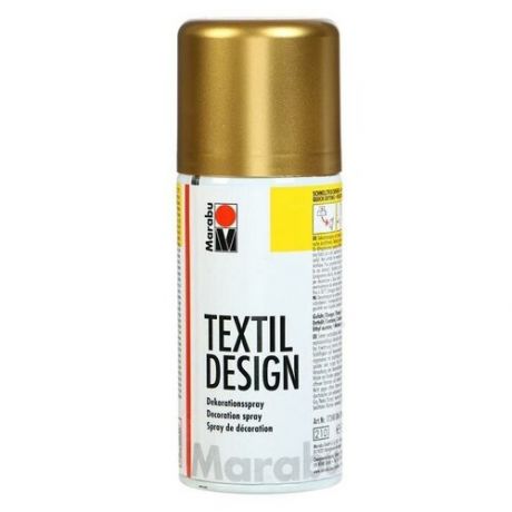 Краска для ткани акриловая Metallic 150 мл, аэрозоль Marabu Textil Design, золото