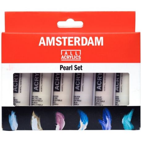 Набор акриловых красок Amsterdam Standard 6 туб по 20мл перламутровые цвета в картонной упаковке