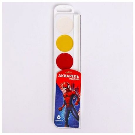 Акварель медовая "Человек-паук", 6 цветов, без кисти