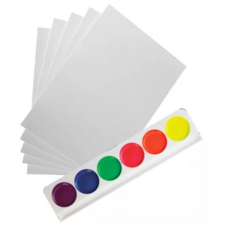Набор для детского творчества "КалякаМаляка - акварель" бумага гознак А4 25 листов + пальчиковые краски