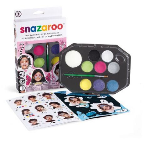 Набор красок для детского грима Snazaroo, 08цв*2мл, аксессуары, карт.коробка (арт. 324833)