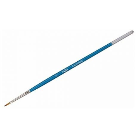 Кисть ГАММА Синтетика №1, плоская, с короткой ручкой синий