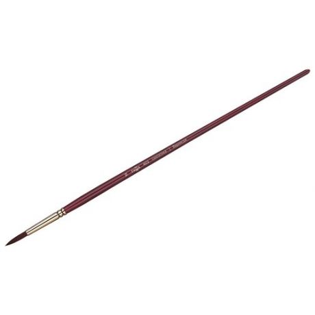 Кисть ГАММА Вернисаж синтетика №18, круглая, длинная ручка бордовый