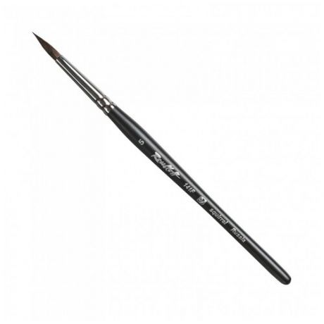 Roubloff Кисть белка круглая, короткая черная, матовая, фигурная ручка "141F" №5 для акварели