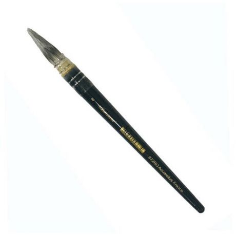 Кисть синтетика №6 круглая Leonard Aquarellys "872RO" короткая черная ручка с насечками