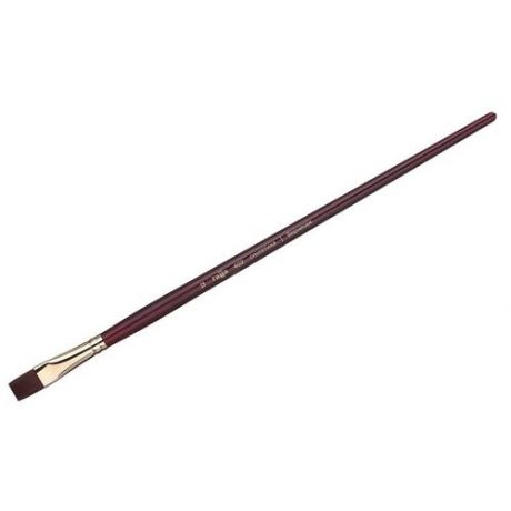 Кисть художественная синтетика бордовая Гамма "Вернисаж", плоская №12, длинная ручка, цена за штуку, 300044