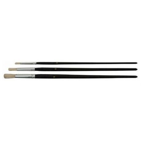 Кисти художественные, натуральная щетина, деревянная ручка, плоские, набор 3 шт. 01525