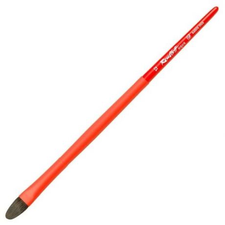 Roubloff Кисть "Aqua Red round", соболь- микс овальная, обойма soft- touch, ручка короткая красная №12