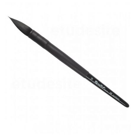 Кисть имитация белки №12 круглая Roubloff "Aqua" ручка короткая черная, покрытие обоймы soft-touch