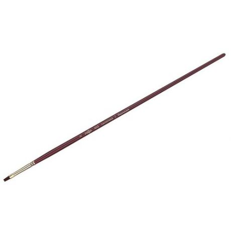 Кисть художественная синтетика бордовая Гамма "Вернисаж", плоская №2, длинная ручка, цена за штуку, 300039