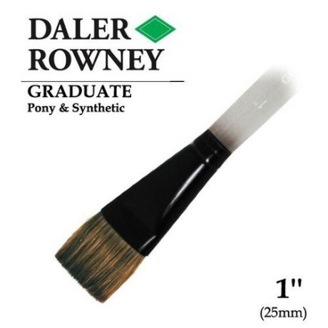 Кисть Daler Rowney Кисть синтетика/пони плоская 1" (2.5см) короткая ручка GRADUATE Daler-Rowney